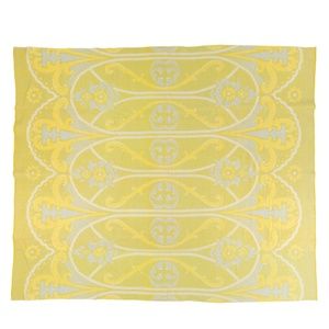 Orr Health Vintage Art Deco Wool Blanket, Reversible, Green and Yellow Pattern